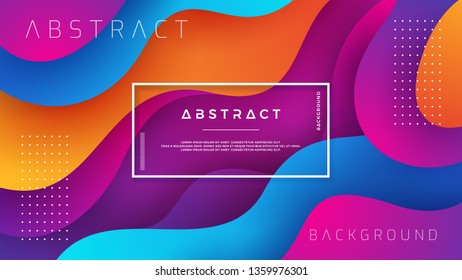 Wavy colorful background with 3D style. Modern liquid background. Abstract background with mixing pink, blue, and orange color. Eps10 vector illustration.