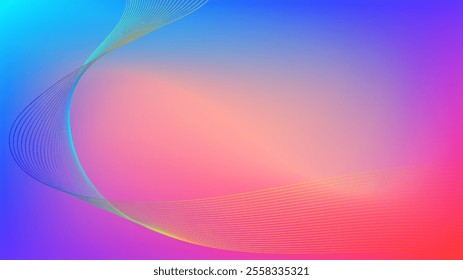 Wavy colorful blended line with blue cyan purple pink gradient mesh abstract background nice for wallpaper or banner