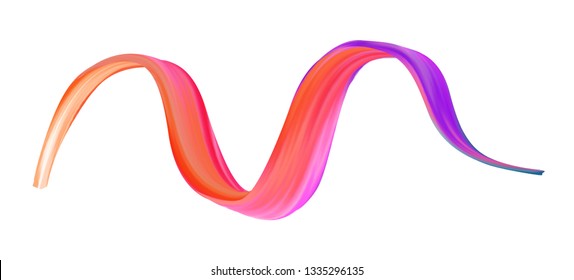 Wavy colorful brush stroke line. Watercolor or acrylic paint imitation. Template for your designs.