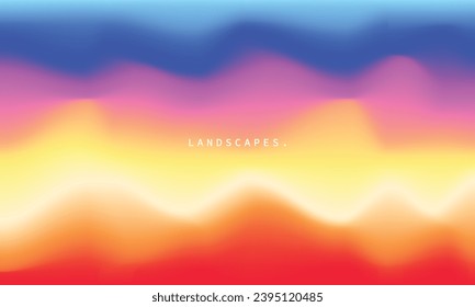 Wavy and colorful fluid gradient mesh. Abstract liquid color gradation backdrop. Soft color combination design for poster, banner, cover, presentation, catalog, or leaflet.