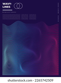 Wavy colorful lines background template copy space for poster, landing page, or presentation