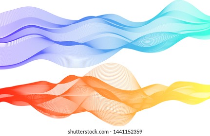 Wavy colorful lines, texture in vector. Fire and water element, colorful smoke for a background.