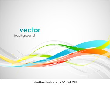 Wavy colorful lines. Vector abstract background