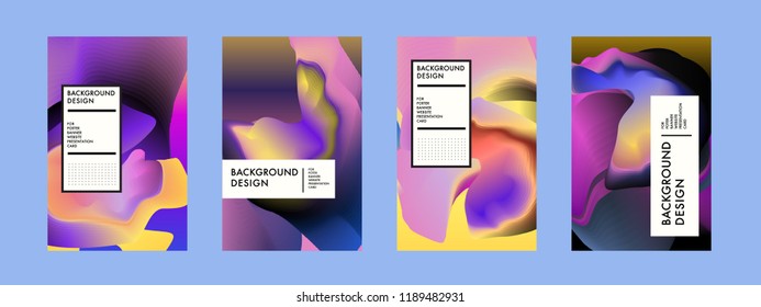 Wavy Colorful Marble Background Set. Trendy Gradient Shapes Composition. Eps10 Vector.