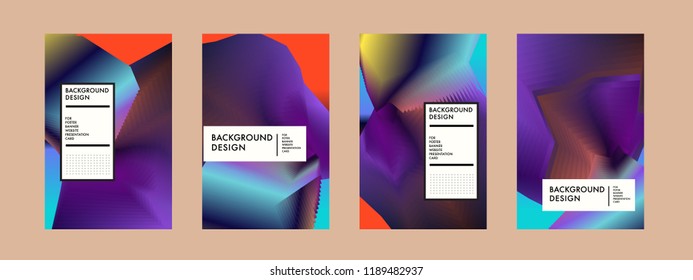 Wavy Colorful Marble Background Set. Trendy Gradient Shapes Composition. Eps10 Vector.