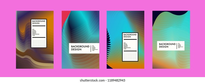 Wavy Colorful Marble Background Set. Trendy Gradient Shapes Composition. Eps10 Vector.
