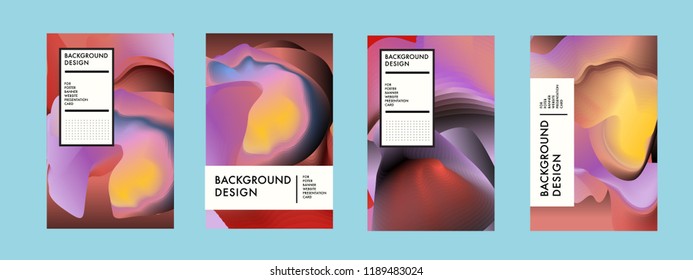 Wavy Colorful Marble Background Set. Trendy Gradient Shapes Composition. Eps10 Vector.