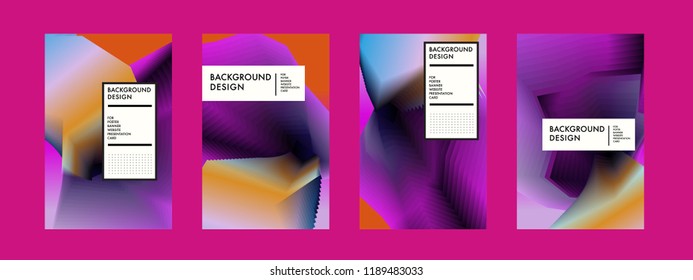 Wavy Colorful Marble Background Set. Trendy Gradient Shapes Composition. Eps10 Vector.