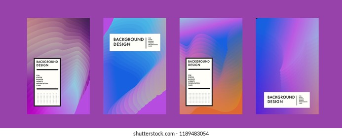 Wavy Colorful Marble Background Set. Trendy Gradient Shapes Composition. Eps10 Vector.