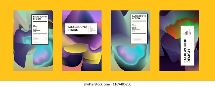 Wavy Colorful Marble Background Set. Trendy Gradient Shapes Composition. Eps10 Vector.