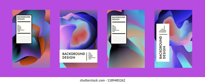 Wavy Colorful Marble Background Set. Trendy Gradient Shapes Composition. Eps10 Vector.
