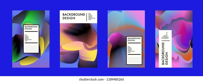 Wavy Colorful Marble Background Set. Trendy Gradient Shapes Composition. Eps10 Vector.