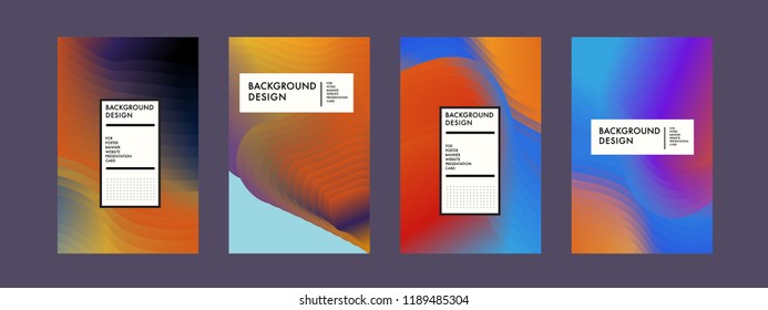 Wavy Colorful Marble Background Set. Trendy Gradient Shapes Composition. Eps10 Vector.