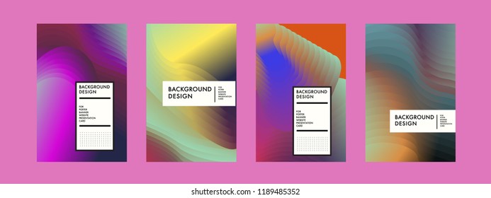 Wavy Colorful Marble Background Set. Trendy Gradient Shapes Composition. Eps10 Vector.