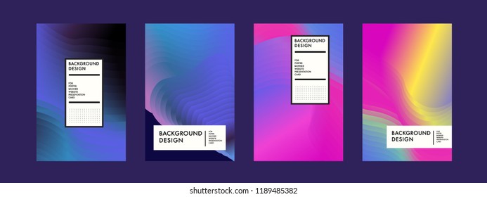 Wavy Colorful Marble Background Set. Trendy Gradient Shapes Composition. Eps10 Vector.
