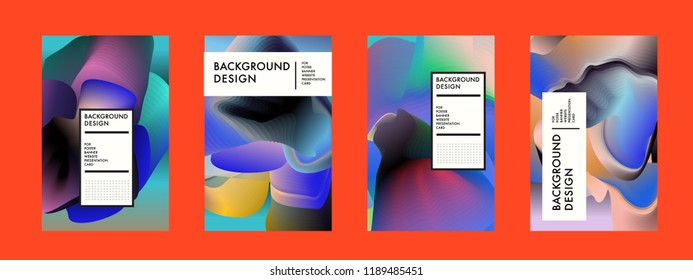 Wavy Colorful Marble Background Set. Trendy Gradient Shapes Composition. Eps10 Vector.