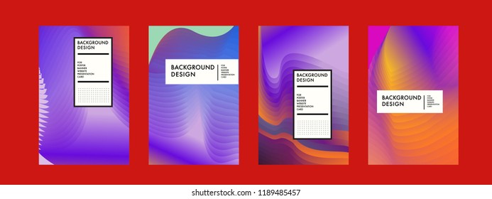 Wavy Colorful Marble Background Set. Trendy Gradient Shapes Composition. Eps10 Vector.