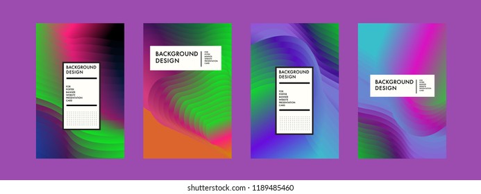 Wavy Colorful Marble Background Set. Trendy Gradient Shapes Composition. Eps10 Vector.