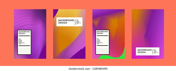 Wavy Colorful Marble Background Set. Trendy Gradient Shapes Composition. Eps10 Vector.