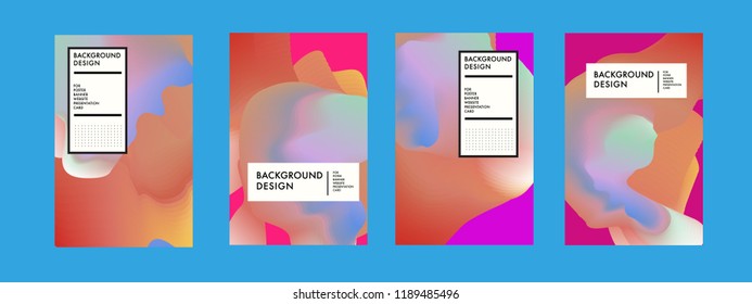 Wavy Colorful Marble Background Set. Trendy Gradient Shapes Composition. Eps10 Vector.
