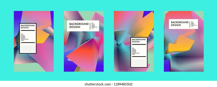Wavy Colorful Marble Background Set. Trendy Gradient Shapes Composition. Eps10 Vector.