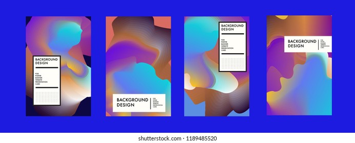 Wavy Colorful Marble Background Set. Trendy Gradient Shapes Composition. Eps10 Vector.