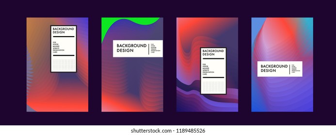 Wavy Colorful Marble Background Set. Trendy Gradient Shapes Composition. Eps10 Vector.