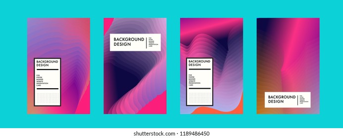 Wavy Colorful Marble Background Set. Trendy Gradient Shapes Composition. Eps10 Vector.