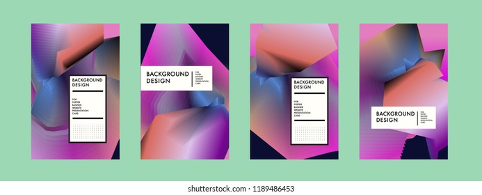 Wavy Colorful Marble Background Set. Trendy Gradient Shapes Composition. Eps10 Vector.
