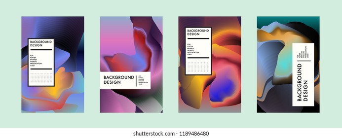 Conjunto de fondo de mármol colorido ondulado. Formas de degradado de moda Composición. Vector Eps10.
