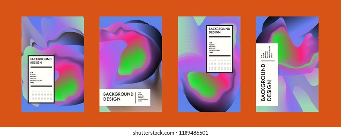 Wavy Colorful Marble Background Set. Trendy Gradient Shapes Composition. Eps10 Vector.