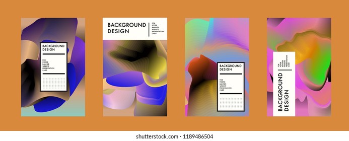 Wavy Colorful Marble Background Set. Trendy Gradient Shapes Composition. Eps10 Vector.