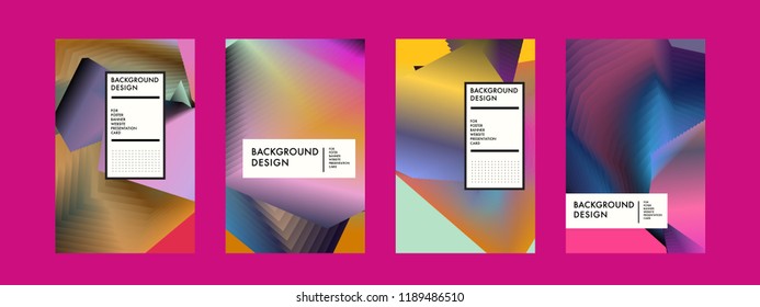 Wavy Colorful Marble Background Set. Trendy Gradient Shapes Composition. Eps10 Vector.