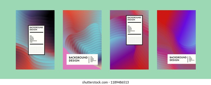 Wavy Colorful Marble Background Set. Trendy Gradient Shapes Composition. Eps10 Vector.