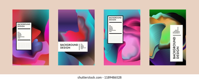 Wavy Colorful Marble Background Set. Trendy Gradient Shapes Composition. Eps10 Vector.