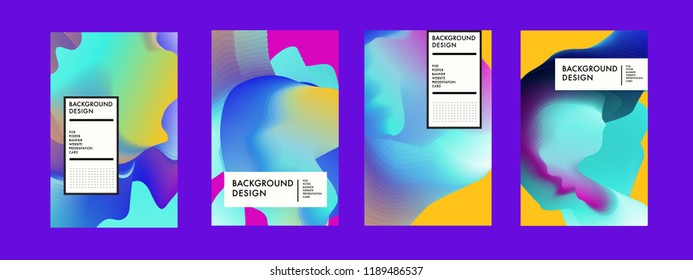 Wavy Colorful Marble Background Set. Trendy Gradient Shapes Composition. Eps10 Vector.