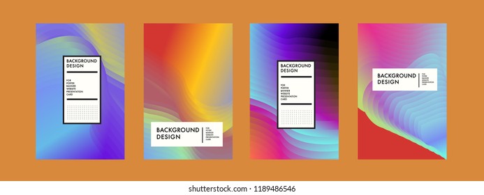 Wavy Colorful Marble Background Set. Trendy Gradient Shapes Composition. Eps10 Vector.
