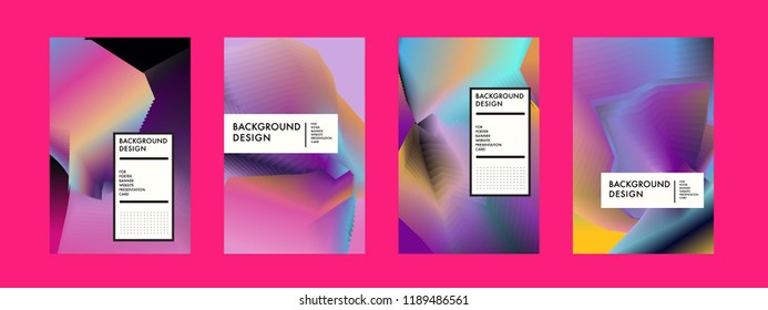 Wavy Colorful Marble Background Set. Trendy Gradient Shapes Composition. Eps10 Vector.