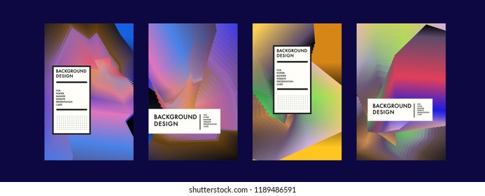 Wavy Colorful Marble Background Set. Trendy Gradient Shapes Composition. Eps10 Vector.