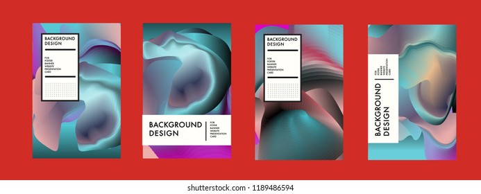 Wavy Colorful Marble Background Set. Trendy Gradient Shapes Composition. Eps10 Vector.
