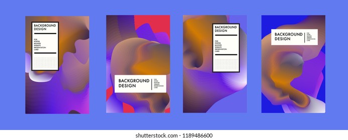 Wavy Colorful Marble Background Set. Trendy Gradient Shapes Composition. Eps10 Vector.