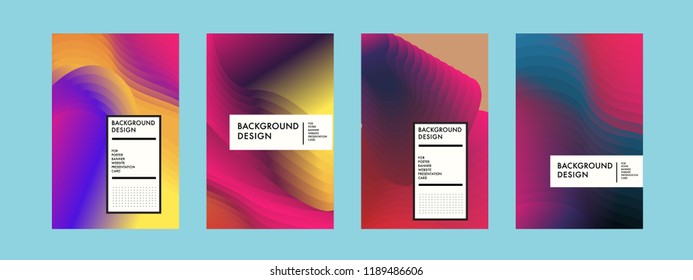 Wavy Colorful Marble Background Set. Trendy Gradient Shapes Composition. Eps10 Vector.