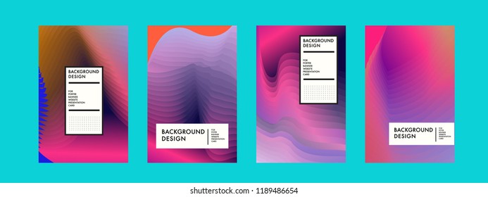 Wavy Colorful Marble Background Set. Trendy Gradient Shapes Composition. Eps10 Vector.