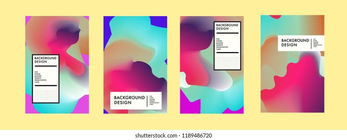 Wavy Colorful Marble Background Set. Trendy Gradient Shapes Composition. Eps10 Vector.