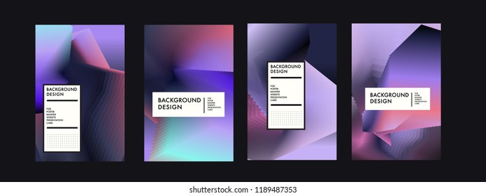 Wavy Colorful Marble Background Set. Trendy Gradient Shapes Composition. Eps10 Vector.