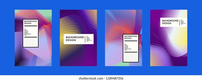 Wavy Colorful Marble Background Set. Trendy Gradient Shapes Composition. Eps10 Vector.