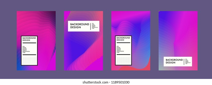 Wavy Colorful Marble Background Set. Trendy Gradient Shapes Composition. Eps10 Vector.