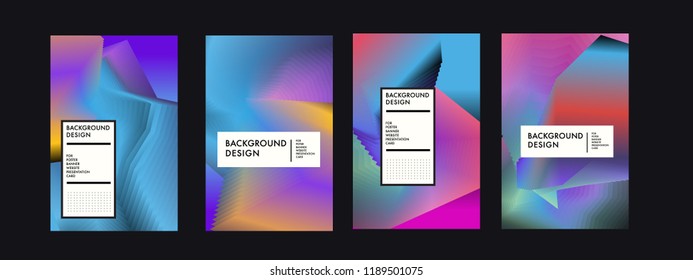 Wavy Colorful Marble Background Set. Trendy Gradient Shapes Composition. Eps10 Vector.