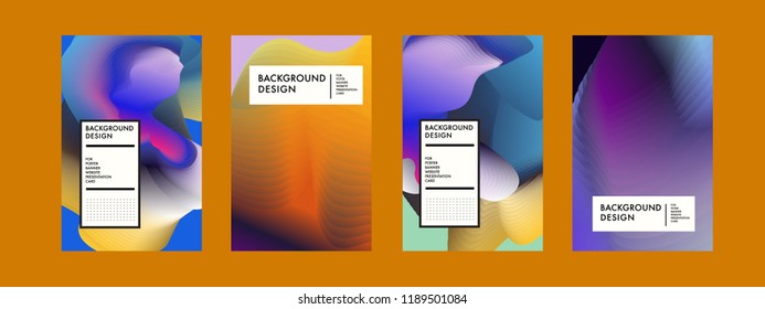 Wavy Colorful Marble Background Set. Trendy Gradient Shapes Composition. Eps10 Vector.