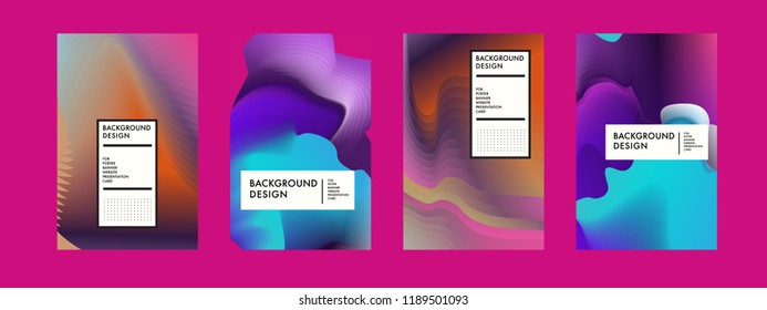 Wavy Colorful Marble Background Set. Trendy Gradient Shapes Composition. Eps10 Vector.